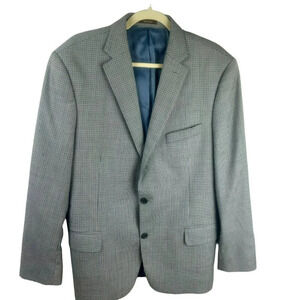 Peter Millar Sport Coat Blazer Men 42 Tall Blue Gray Micro Check Plaid‎ 2 Button